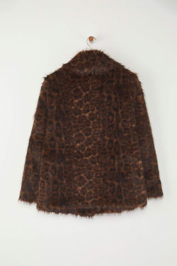 Cok Renkli Leopar Desenli Oversize Kal?p Kurk Mont TWOAW26MO00060