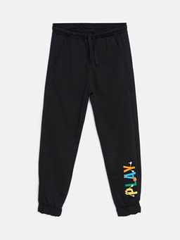 Beli Lastikli Bask?l? Erkek ?ocuk Jogger E?ofman Alt?