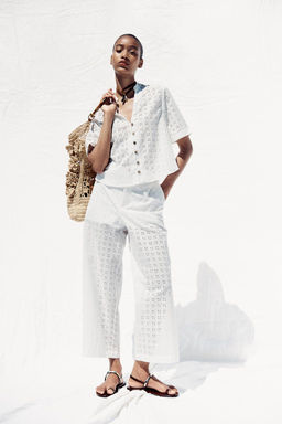 CULOTTE TROUSERS WITH CUTWORK EMBROIDERY