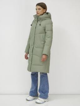 Куртка зимняя с капюшоном удлиненная стеганная зеленого цвета 9650Z - Mtforce фото 10