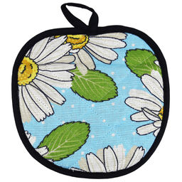 Прихватка с запахом 19х19см Душистая ромашка, вид 4, форма Яблоко, рогожка 171г/м2, хлопок 100%, наполнитель - ватин 280г/м2, на пластмассовом подвесе, Домашняя мода (Россия)  фото 3