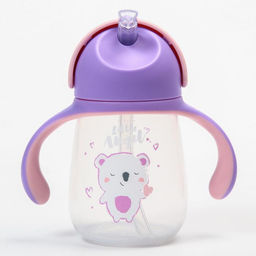 Поильник детский с силиконовой трубочкой «Koala», 250 мл., с ручками, цвет фиолетовый