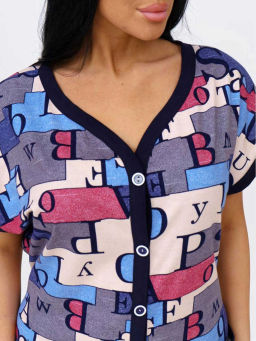 Халат женский, цвет синий бежевый красный