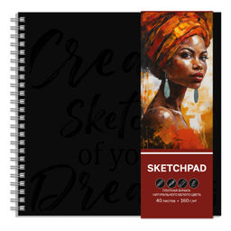 Альбом для рисования (Скетчпад) 210х210 мм, 40 л, блок - белый офсет 160 г/м?, арт. 65414 ДЕВУШКА /о