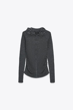 WOOL BLEND FLORAL CARDIGAN - Zara фото 6