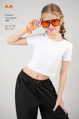 Укороченная футболка в рубчик для девочки Happyfox фото 43