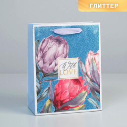 Пакет подарочный ламинированный вертикальный, упаковка, With love, MS 18 х 23 х 10 см
