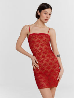 Комбинация женская красная кружевная красный 572390