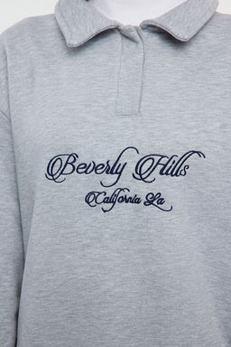 TRENDYOLMILLA Ac?k Pembe Gomlek Yaka Nak?sl? Regular Fit Kal?n Ici Polarl? Orme Sweatshirt TWOAW24SW00182  фото 4