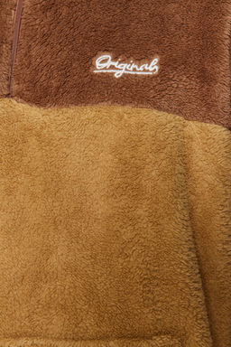 Camel Unisex Buyuk Beden Oversize/Genis Kesim Renk Bloklu Nak?sl? Pelus Sweatshirt TMNAW24AO00015 - Trendyolmilla фото 6