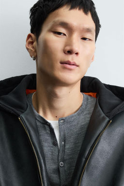 FAUX LEATHER JACKET WITH CONTRAST HOOD - Zara фото 7