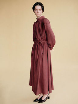 Dik Yaka Ku?akl? Oversize B?zg?l? Elbise