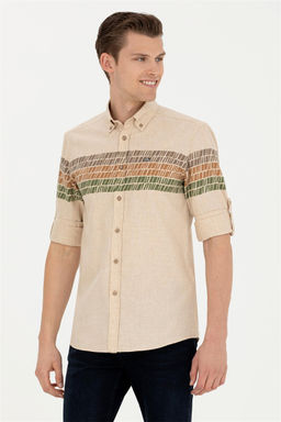 Мужская бежевая рубашка с длинным рукавом - U.s. polo assn фото 8