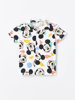 Polo Yaka K?sa Kollu Mickey Mouse Bask?l? Erkek Bebek Pijama Tak?m? - Waikiki фото 2