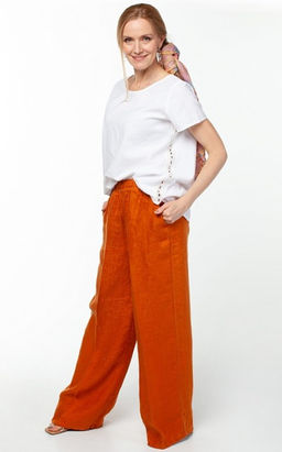 Умягченный лен 100% брюки жаккард