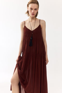 Vestido fruncido con tirantes espagueti - H&m фото 4