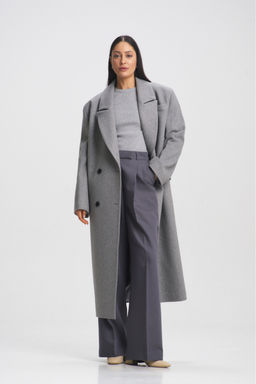Пальто-макси из смесовой шерсти Light Grey