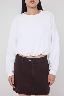 Antrasit Relaxed/Rahat Kal?p Beli Lastikli Crop Orme Sweatshirt TWOAW26SW00000 - Trendyolmilla фото 7