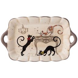 Блюдо Agness Парижские коты 23,5×14×2,5 см доломитовая керамика