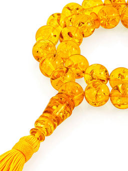 Чётки из натурального формованного янтаря Шар лимонный крупный