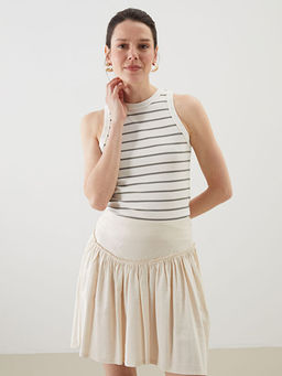 Bisiklet Yaka ?izgili Kad?n Atlet