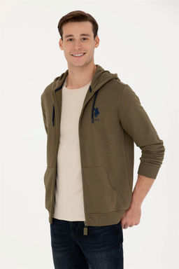 Свитшот мужской U. S. Polo Assn цвета хаки из хлопка - U.s. polo assn фото 10
