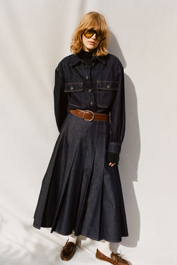 Falda denim tableada