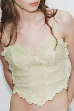 TOP CORSETERO COMBINADO ENCAJE / Khaki claro