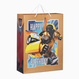 Пакет подарочный крафт Happy Birthday, 40×31×11.5 см, Трансформеры