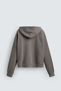 SUDADERA LAVADA CREMALLERA CAPUCHA / Gris claro - Zara фото 8