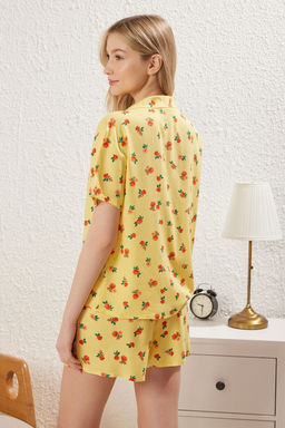 Trendyolmilla Sar? Cicekli Y?rtmacl? Viskon Sortlu Dokuma Pijama Tak?m? THMSS25PT00243 фото 5