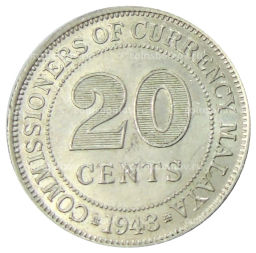 20 центов 1943 года Малайя