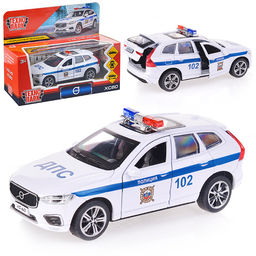 Машина металл. Volvo XC60 r-desing Полиция, 12см,(откр.двери,белый) инерц., в коробке
