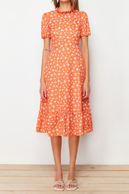 TRENDYOLMILLA Ac?k Mavi Cicekli A Kesim F?rf?rl? Midi Dokuma Elbise TWOSS20EL0894  фото 22