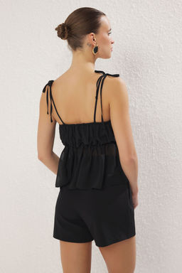 Siyah Sifon Ask?l? Dokuma Bluz TWOSS25BZ00520 - Trendyolmilla фото 4