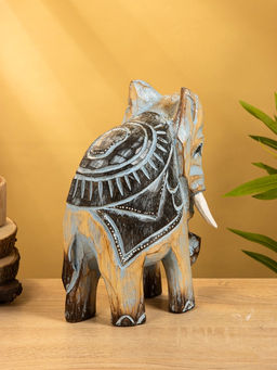 Сувенир «Слон», 24×9×30 см, дерево, коричнево-голубой