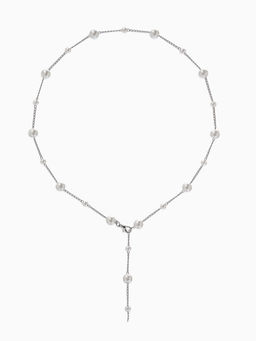 Кулон трансформер «Россыпь жемчуга», бусины №6.8, L=50 см, белый в серебре