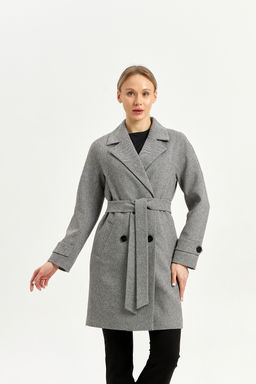 Пальто женское демисезонное 22970 (серый/ёлочка) - Kankan фото 8