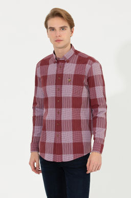 Рубашка мужская U.S. Polo Assn в шотландскую клетку красная  фото 2