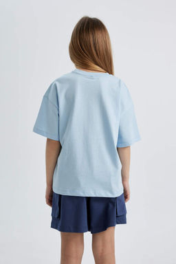 Футболка с короткими рукавами и принтом для девочек Relax Fit - Defacto фото 5