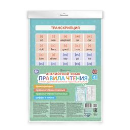 Цена за 2 шт. Дидактическое пособие арт. 58101001 АНГЛИЙСКИЙ ЯЗЫК. ПРАВИЛА ЧТЕНИЯ