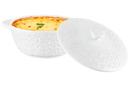 Жюльенница-кокотница 300 мл 14,5*12*8,5 см, "Веточки-цветочки" круглая, с крышкой