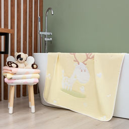 Полотенце детское Крошка Я Оленёнок 95х1005 см, цвет жёлтый, 100% хлопок, 280 г/м2