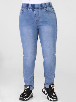 Джинсы женские прямые с подворотом на круговой резинке - Almond фото 7