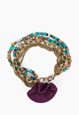 Браслет с цветком черничного цвета из текстиля - Модные истории фото 2