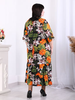 Платье больших размеров с тропическим принтом - Almond фото 4