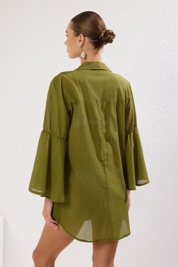 Ekru Dokuma %100 Pamuk Plaj Mini Elbise TBESS25EL00036 - Trendyolmilla фото 11