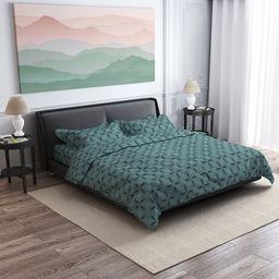 Простыня Евростандарт "Энигма" мятный 220х240см, поплин 115г/м2, хлопок 100%, упаковка "классическая" ПВХ 28х41см, "Домашняя мода" (Россия)