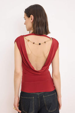 Kiremit S?rt Aksesuar Detayl? Party Bluz TPRSS26BZ00033