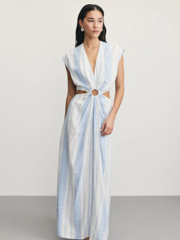 Платье из вискозы и льна в полоску / Zarina